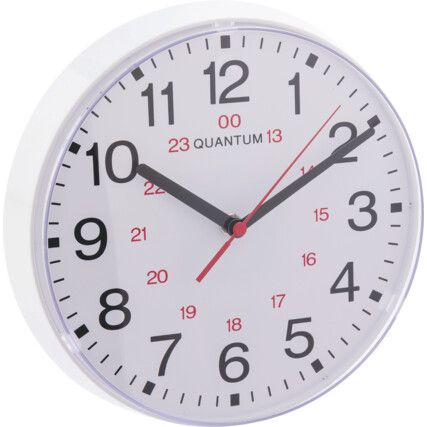 8.5" ROUND WHITE 24-HOUR QUARTZ CLOCK