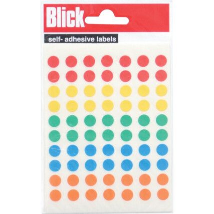 BLICK LABEL 320PC x 8mm D IA ASSORTED COLOUR 003656 