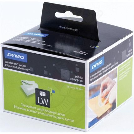 DYMO LABELWRITER LABELS 8 9x36mm BLCK ON CLR 99013