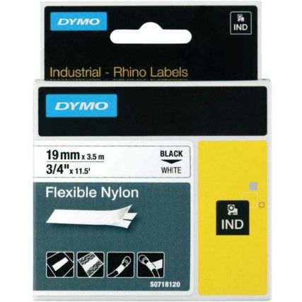 RHINO 19mm WHITE NYLON FLEXIBLE TAPE 18489