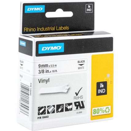 RHINO 9mm WHITE VINYL TAPE 18443