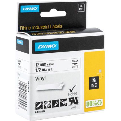 RHINO 12mm WHITE VINYL TAPE 18444