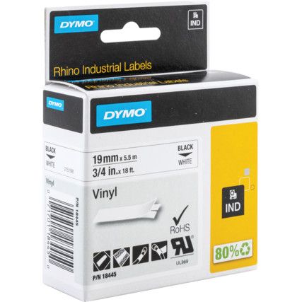 RHINO 19mm WHITE VINYL TAPE 18445