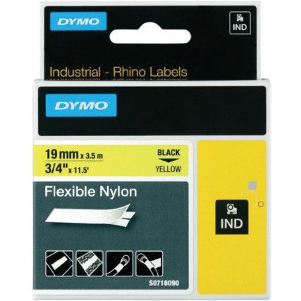 RHINO 19mm YELLOW NYLON FLEXIBLE TAPE 18491