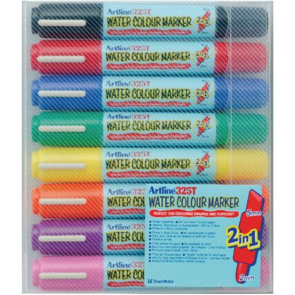 325T, Flipchart Marker Pen, Assorted, Medium;Broad, Bullet;Chisel, Non-Retractable, 8 Pack