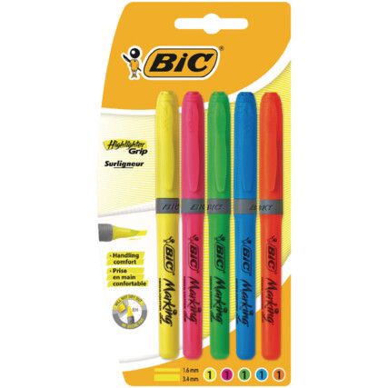 Brite Liner, Highlighter, Assorted Colours, 1.6-3.4mm Line Width, Chisel Nib, Pack of 5