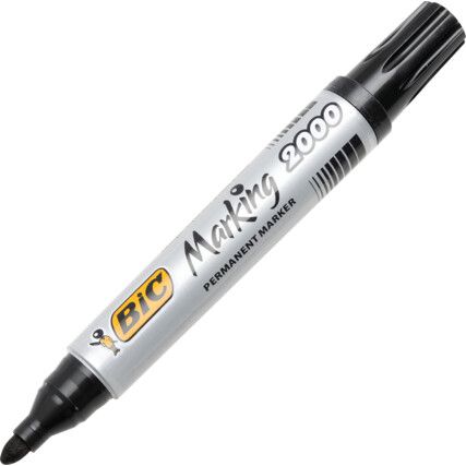 2000, Permanent Marker Pen, Black, Medium, Bullet, Non-Retractable, 12 Pack