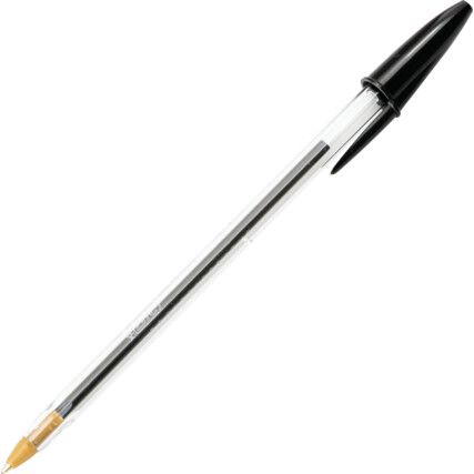 Cristal, Ballpoint Pen, Black, Non-Retractable, Fine, 1mm Line Width, Non-Refillable, 50 Pack