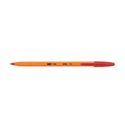 Orange, Ballpoint Pen, Red, Non-Retractable, Fine, 0.3mm Line Width, Non-Refillable, 20 Pack