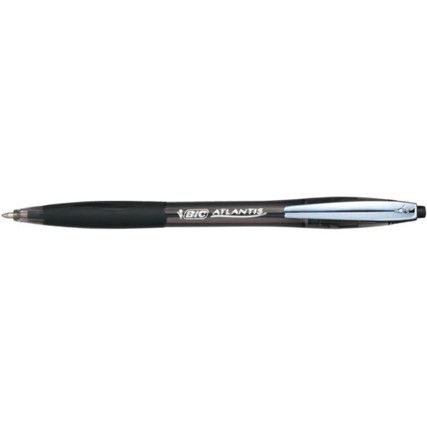 Atlantis Series, Ballpoint Pen, Black, Medium Tip Size, 0.4mm Line Width, Pack of 12