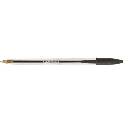 Cristal Series, Ballpoint Pen, Black, Fine Tip Size, 0.4mm Line Width, Pack of 100