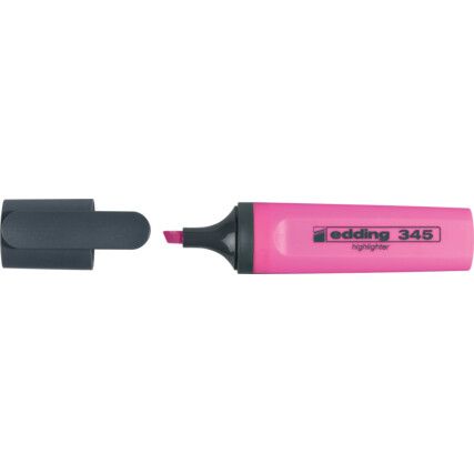 345, Highlighter, Pink, 2.0-5.0mm Line Width, Chisel Nib, Pack of 10