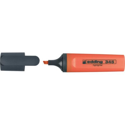 345, Highlighter, Orange, 2.0-5.0mm, Chisel Tip, 10 Pack