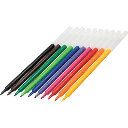 Fibre Tip Pen, Assorted, Non-Retractable, Fine, 0.7mm Line Width, Non-Refillable, 10 Pack