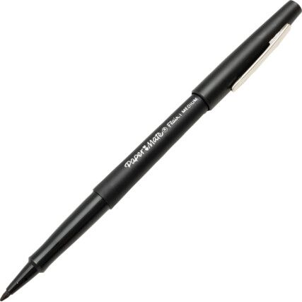 Flair, Fibre Tip Pen, Black, Non-Retractable, Medium, 0.8mm Line Width, Non-Refillable, 12 Pack