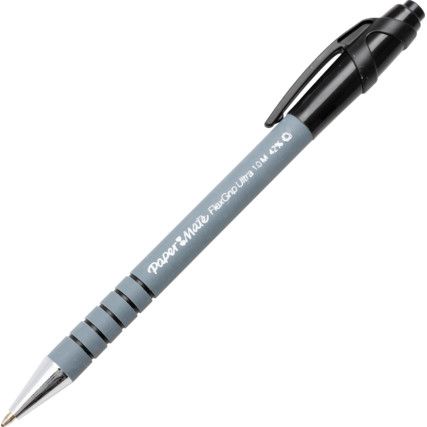 Flexgrip Ultra, Ballpoint Pen, Black, Retractable, Medium, 0.7mm Line Width, Non-Refillable, 12 Pack