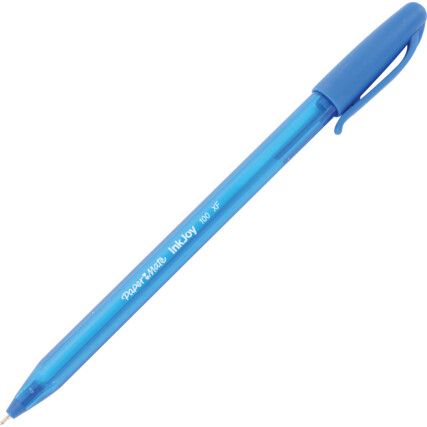 Inkjoy 100, Ballpoint Pen, Blue, Non-Retractable, Fine, 0.5mm Line Width, Non-Refillable, 50 Pack