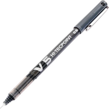 V5 Hi-Tecpoint, Rollerball Pen, Black, Non-Retractable, Fine, 0.5mm Line Width, Non-Refillable, 1 Pack