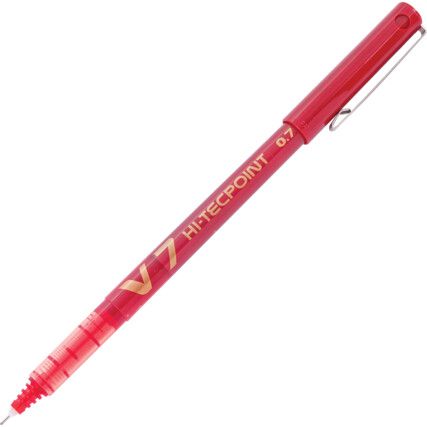 V7 Hi-Tecpoint Series, Rollerball Pen, Red, Fine Tip Size, 0.5mm Line Width, Pack of 1