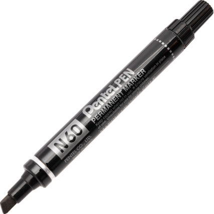 N60, Permanent Marker Pen, Black, Broad, Chisel, Non-Retractable, 12 Pack