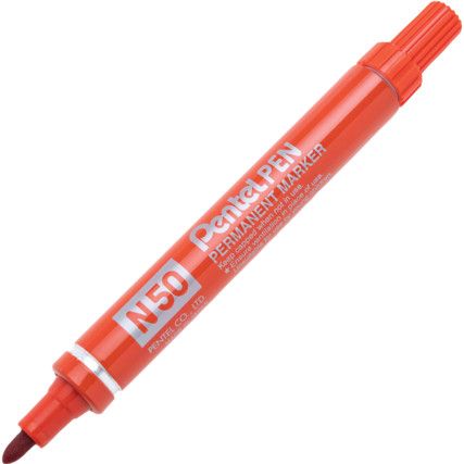 N50, Permanent Marker Pen, Red, Medium, Bullet, Non-Retractable, 1 Pack