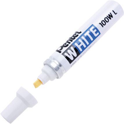 100WL, Permanent Marker Pen, White, Broad, Bullet, Non-Retractable, 1 Pack