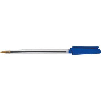 Ballpoint Pen, Blue, Non-Retractable, Fine, 0.5mm Line Width, Non-Refillable, 25 Pack