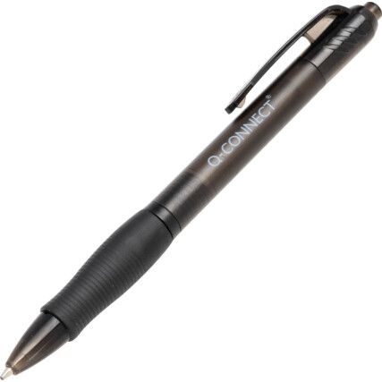 Ballpoint Pen, Black, Retractable, Medium, 1mm Line Width, Non-Refillable, 10 Pack