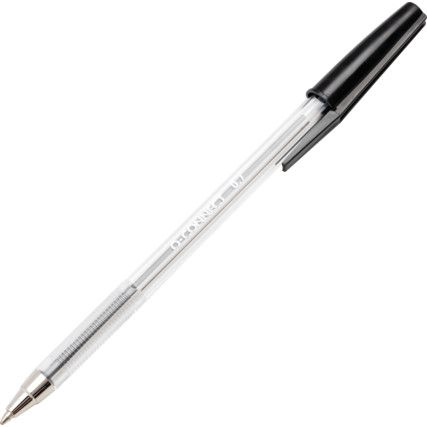 Ballpoint Pen, Black, Non-Retractable, Medium, 0.7mm Line Width, Non-Refillable, 50 Pack