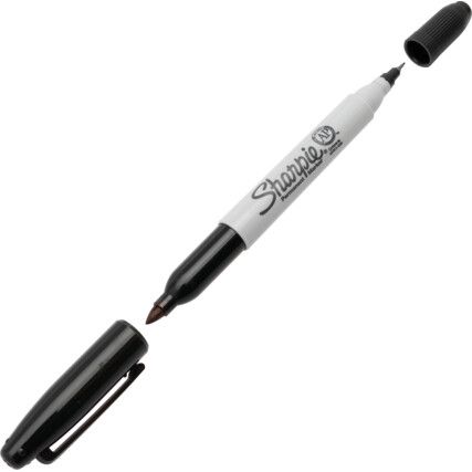 Permanent Marker Pen, Black, Ultra Fine;Fine, Bullet, Non-Retractable, 12 Pack