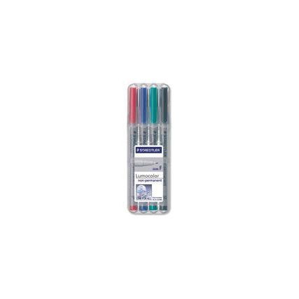 316 Lumocolor, OHP Marker Pen, Assorted, Fine, Bullet, Non-Retractable, 4 Pack