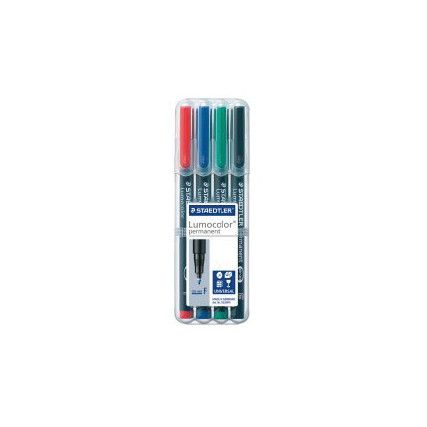 317 Lumocolor, OHP Marker Pen, Assorted, Medium, Bullet, Non-Retractable, 4 Pack