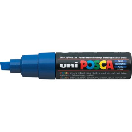 Posca 8K, Paint Marker Pen, Blue, Broad, Chisel, Non-Retractable, 1 Pack