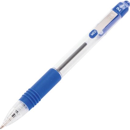 Z-Grip, Ballpoint Pen, Blue, Retractable, Medium, 0.7mm Line Width, Non-Refillable, 12 Pack