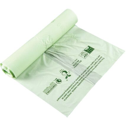 Compostable Food Waste Liners, Green, 140L, Medium Duty, Pack of 200