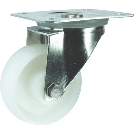 Castor, 125mm, Unbraked, Swivel, Top Plate, Nylon, White