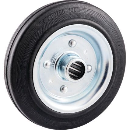 RUBBER TYRE PRESSED STEEL CTR 200mm-25mmB WHEEL