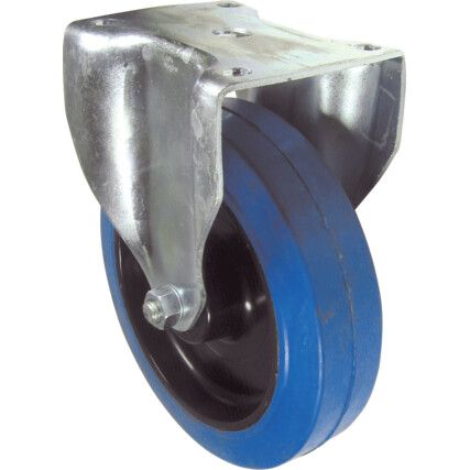 Medium Duty/Heavy Duty, Castor, 125mm, Unbraked, Fixed, Top Plate, Rubber, Blue