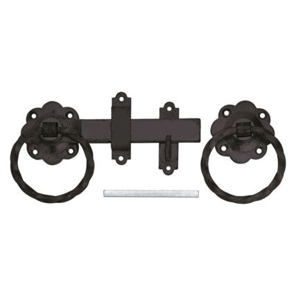 151mm TWISTED RING HANDLE GATE LATCH SET BLACK