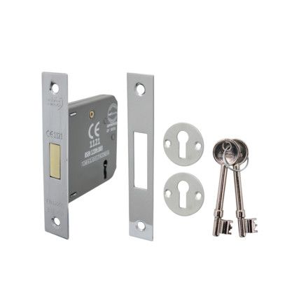 No.5012 3 Lever Nickel Plated Deadlock - 63mm