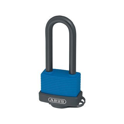 Keyed Padlock, Keyed Different, Brass, Blue, 49mm Width, Weatherproof