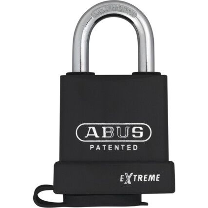 Keyed Padlock, Keyed Different, Hardened Steel, Black, 57mm Width, Weatherproof