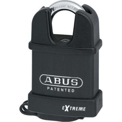 Keyed Padlock, Keyed Different, Hardened Steel, Black, 57mm Width, Weatherproof