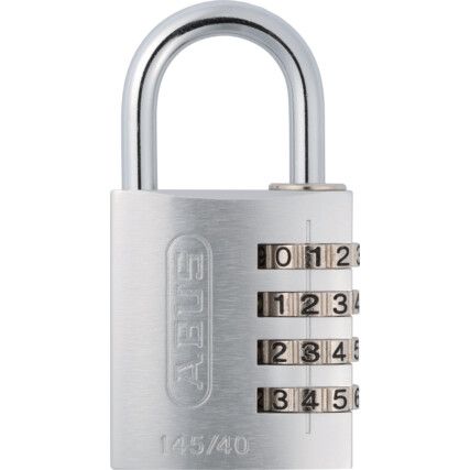 Combination Padlock, Aluminium, Silver, 42mm Width, Weatherproof