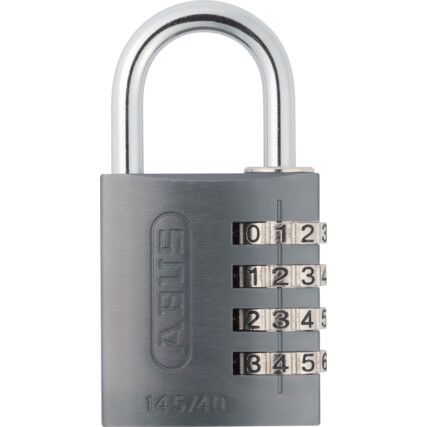 Combination Padlock, Aluminium, Titanium, 42mm Width, Weatherproof