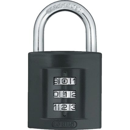 Combination Padlock, Zinc, Black, 42mm Width, Weatherproof