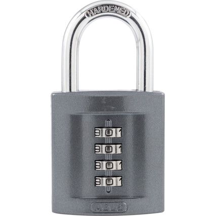 Combination Padlock, Zinc, Black, 50mm Width, Weatherproof