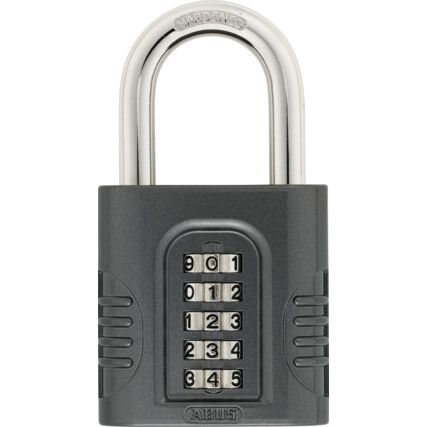 Combination Padlock, Zinc, Black, 63mm Width, Weatherproof