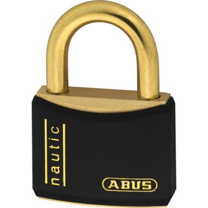 Keyed Padlock, Keyed Different, Brass, Black, 22mm Width, Weatherproof