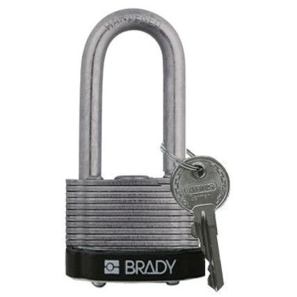 Keyed Padlock, Keyed Different, Steel, Silver/Black, 43.3mm Width, Weatherproof